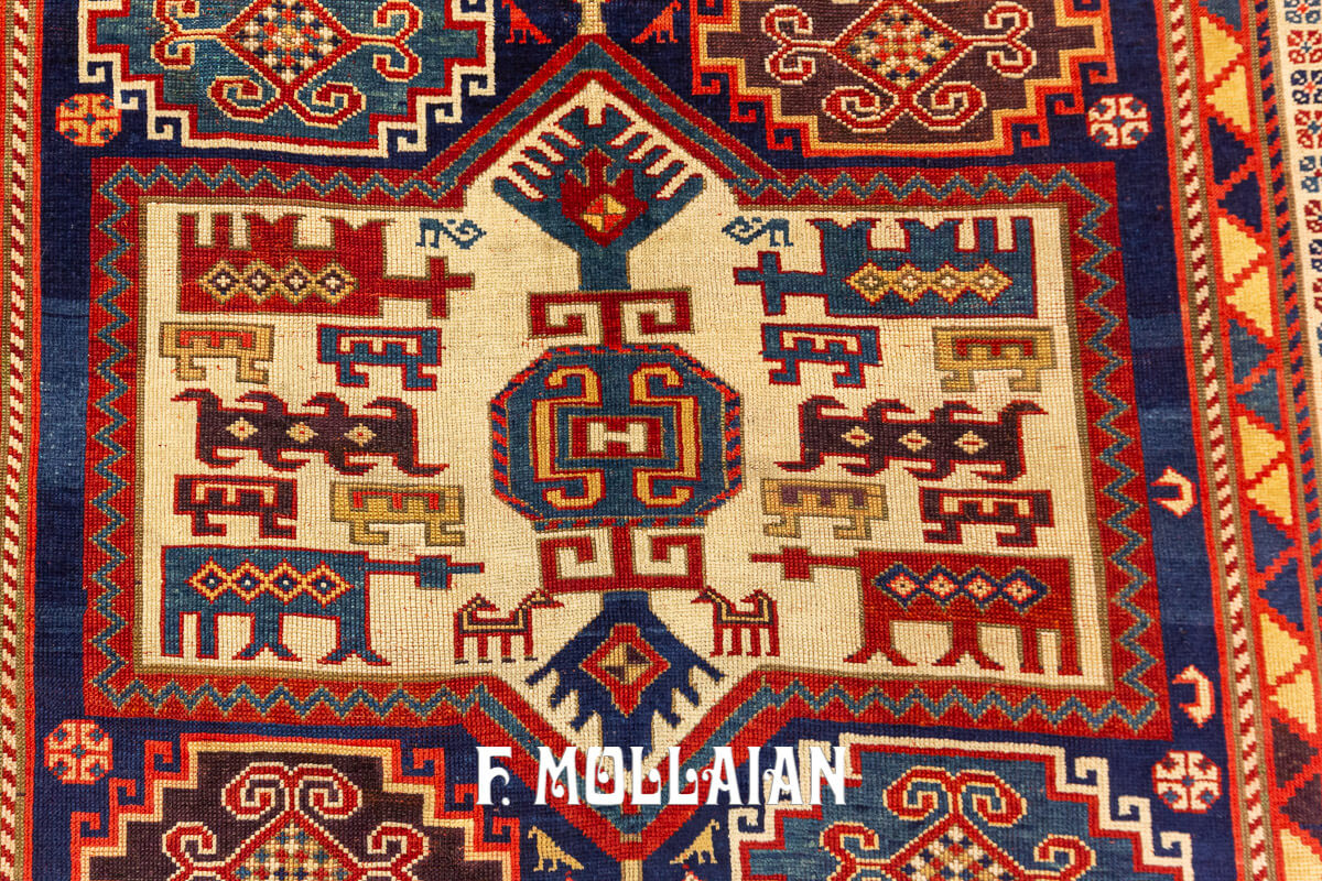 Hand-knotted Caucasian Kazak Moghan Antique Rug n°:54882943